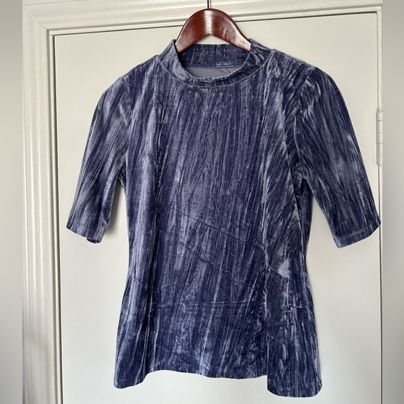 Anthropologie Pilcro Velvet Velveteen Mock Neck Top Blouse in Slate Size S - Picture 5 of 6
